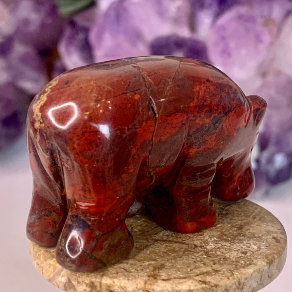 Red Tiger Iron Carved Stone Bear Crystal Carving Animal Figurine Rare 2" READ - Picture 8 of 16